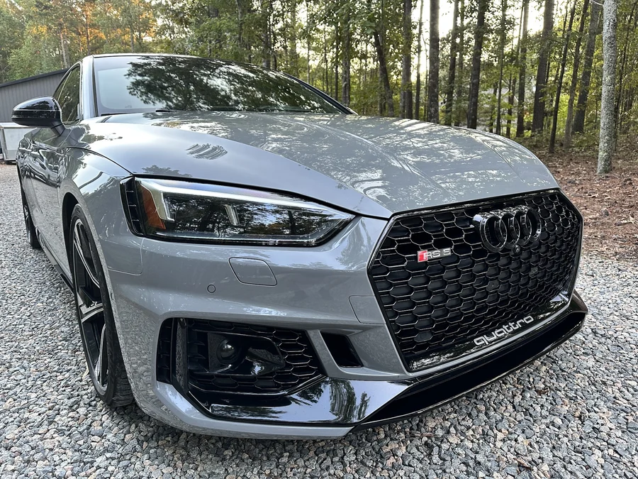 Nardo grey Audi RS5 Sportback after a full detail and ceramic coating